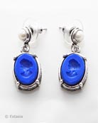 Lapis Intaglio Drop Earrings in Silver Plate, price: $112.00. Click on 'Large View' for large picture