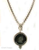 Silver Plate Jet Intaglio Necklace, price: $168.00. Click on 'Large View' for large picture