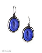 Lapis Medium Intaglio Earrings, Silver Plate, price: $106.00. Click on 'Large View' for large picture