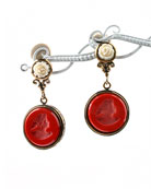 Wine Intaglio Clip Earring, price: $106.00. Click on 'Large View' for large picture