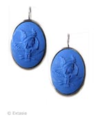Silver Plate, French Blue Cameo Earrings, price: $165.00. Click on 'Large View' for large picture