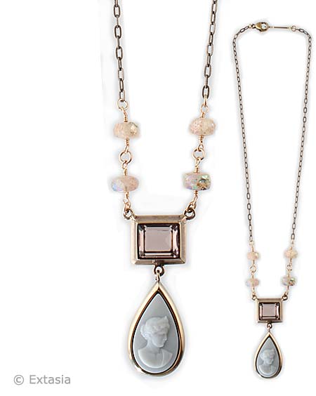 Dove Gray Cameo America Necklace, price: $134.00. Click on 'Large View' for large picture