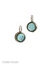 New color for our popular small earring. Clean modern setting for our new Aqua German glass intaglio. Very pretty new transparent color, this small earring measures just under 1/2 inch in diameter. Shown in our signature bronze.