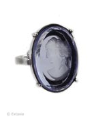 Sterling Silver Periwinkle Oval Intaglio Ring, price: $238.00. Click on 'Large View' for large picture